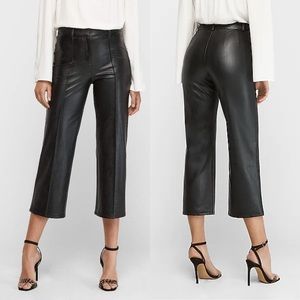 EXPRESS Black High Waisted Faux Leather Straight Cropped Pant